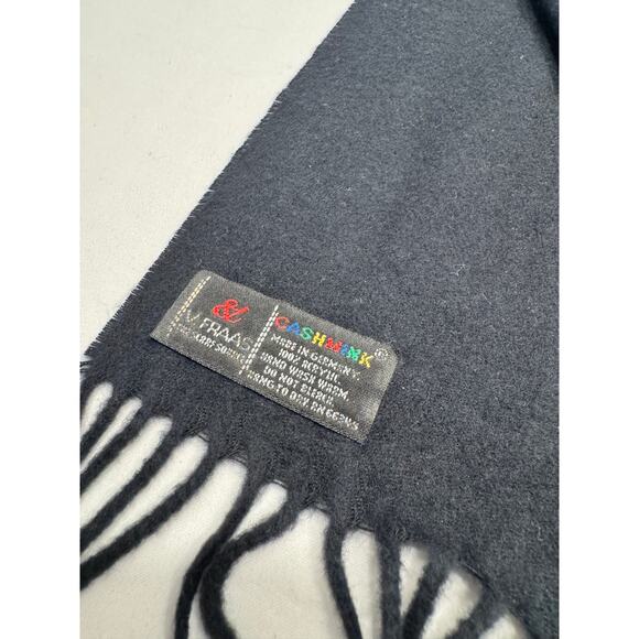 V. Fraas Soft Cashmink Fringe Scarf Black 100% Acrylic Made In Germany 11" x 58" - Picture 4 of 6